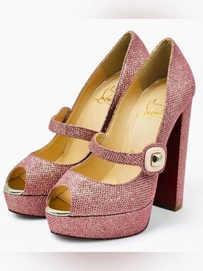 NWB Christian Louboutin Pumps 'Bibibop' in pink glitter size 40
